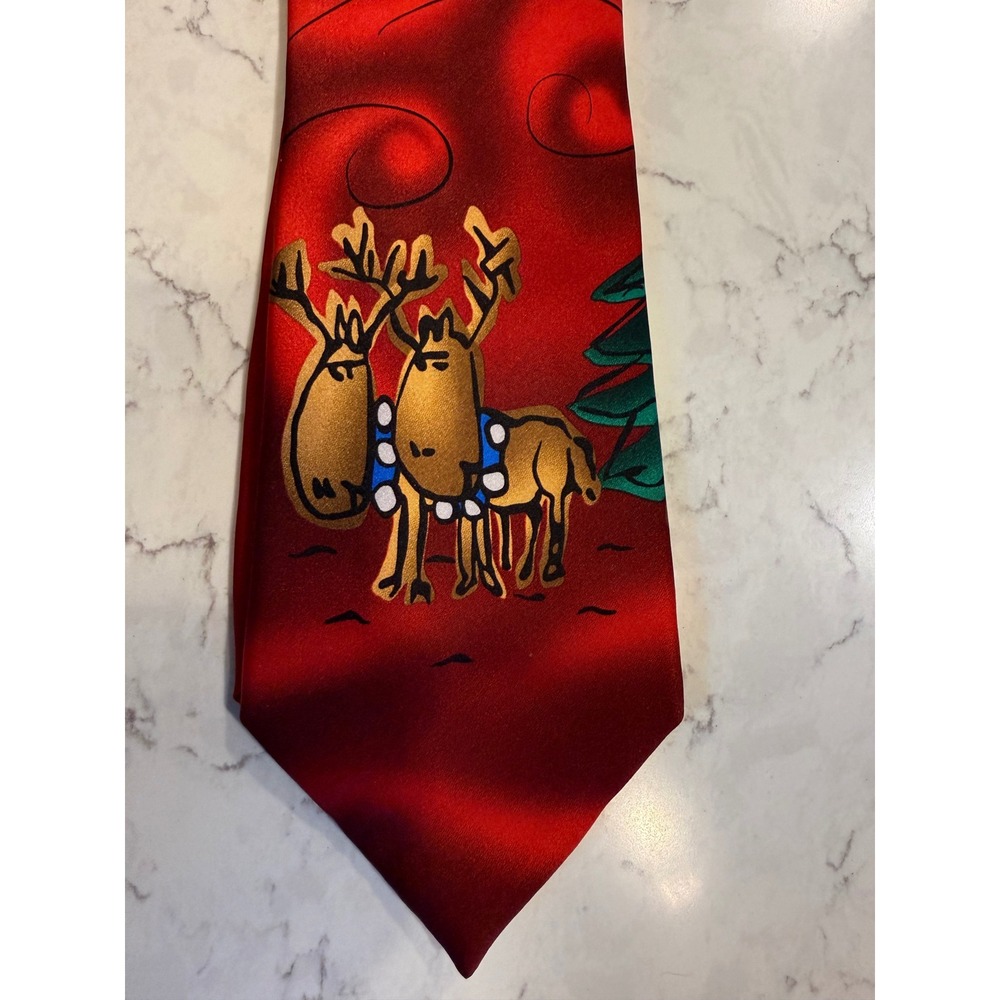 J. Garcia Necktie Mens OS Red Christmas Reindeer Dracula Claus Silk 0083